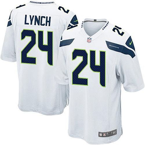 Men Seattle Seahawks 24 Marshawn Lynch Nike White Game NFL Jersey